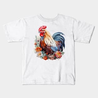 Rooster and Florals C Kids T-Shirt